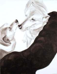 Round Up, Dog Studies, high contrast black acrylic painting, Elizabeth Lisa Petrulis