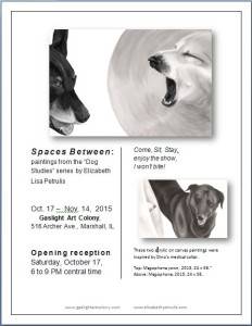 Exhibition of high contrast pet paintings by Elizabeth Lisa Petrulis