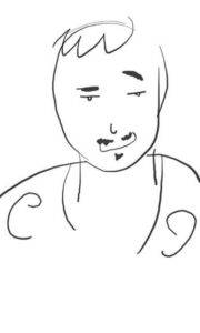 simple line drawing caricature of Ned Tennis by Sarah Petrulis in 2011