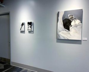 Chihuahua Bite and two other paintings by ELPetrulis on display at Rose-Hulman 2020