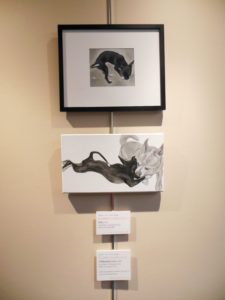 two small chihuahua paintings by ELPetrulis on exhibit at Corporate Square 2018