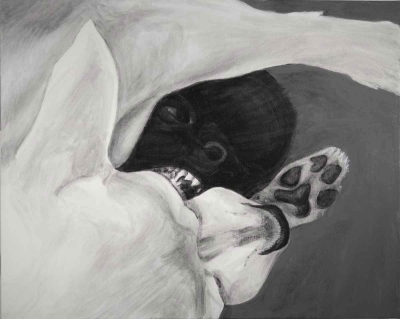 Chihuahua Bite, 2015-2016, Dog Studies, Chihuahua Series, acrylic on canvas, 24" x 30", Elizabeth Lisa Petrulis 