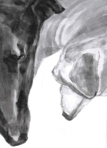 Ears n Noses, 2013, Dog Studies, Original Series, black acrylic on paper, 12 x 9", Elizabeth Lisa Petrulis (Private Collection)        