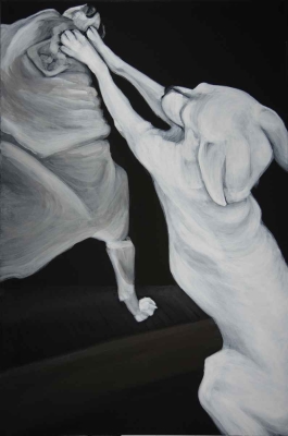 Chihuahua Legs, 2015-2016, (Dog Studies, Chihuahuas), acrylic on canvas, 36" x 24", Elizabeth Lisa Petrulis.